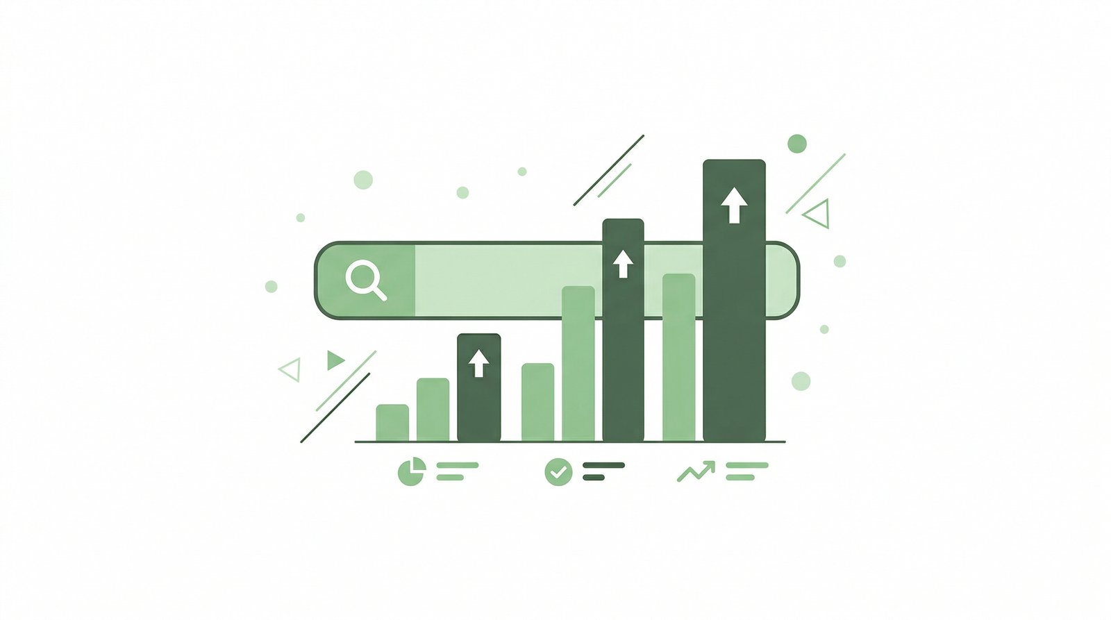 SEO-Optimierung: Suchleiste mit steigenden Ranking-Grafiken