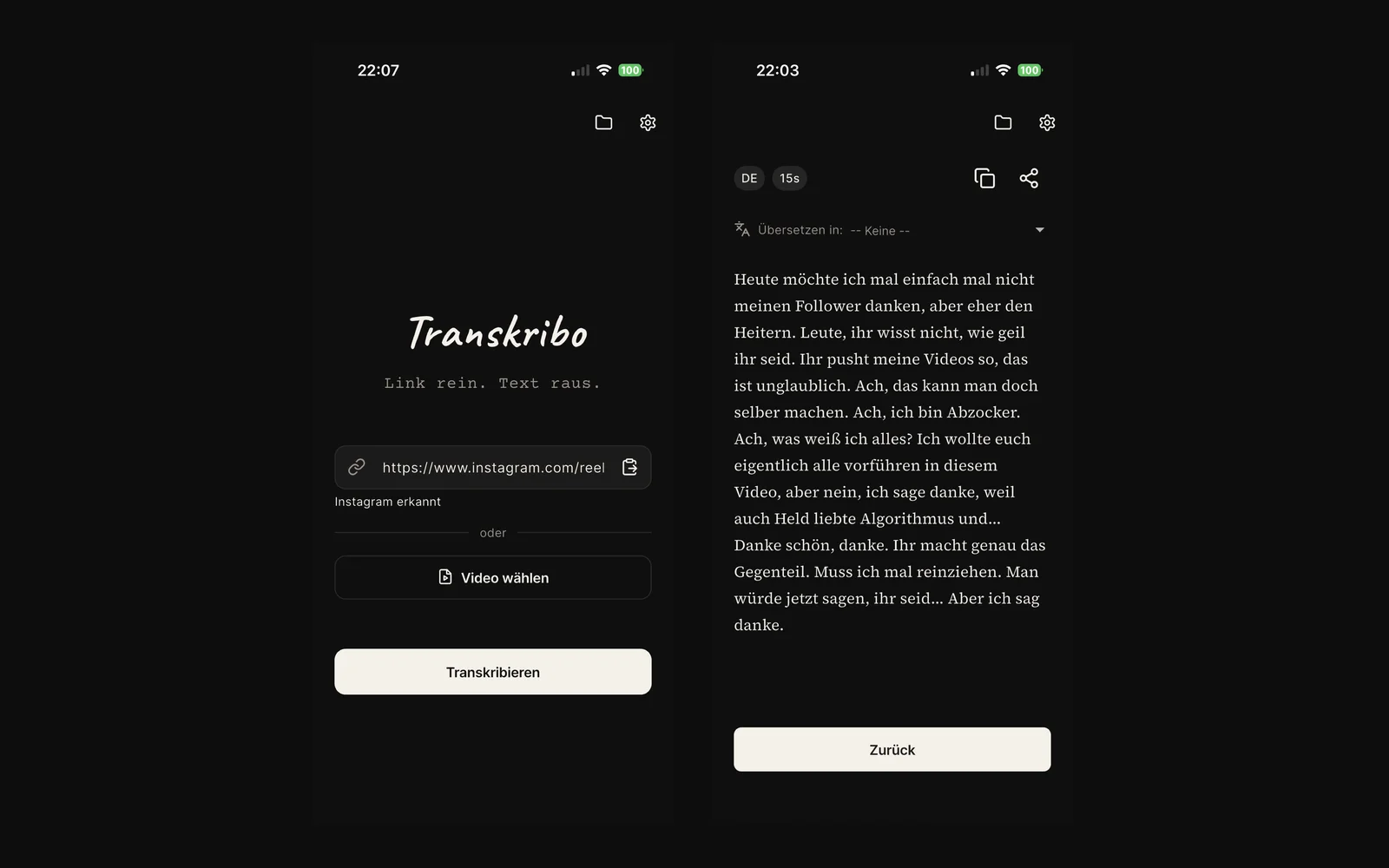 Transkribo: Projektansicht
